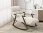 Casual folding rocking chair upholstered, lounge rocking chair adjustable high back and foot rest,side pockets placed in living room bedroom balcony