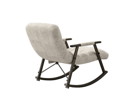Casual folding rocking chair upholstered, lounge rocking chair adjustable high back and foot rest,side pockets placed in living room bedroom balcony
