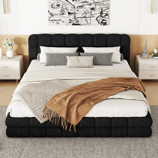 sleek black queen bed