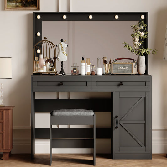 Makeup vanity table with LED lighting and dressing table design