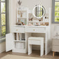 Fashion vanity desk with LED mirror and cushioned chair