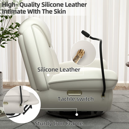 Oversized Power Recliner Chair,270°Swivel Glider Recliner for Nursery, Electric Recliner Sofa with Voice Control, Smart Rocker Chair with Phone Holder, Living Room ((Beige))