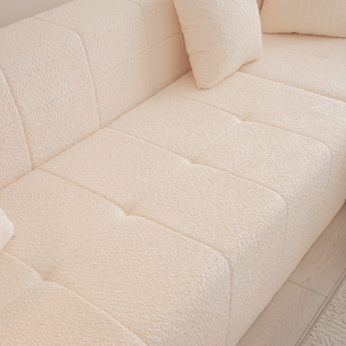 105.5" Modular L-Shaped Sectional Floor Couch, Deep Seat Tufted Comfy Sofa set with Chaise for Living Room