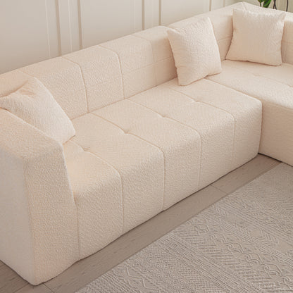 105.5" Modular L-Shaped Sectional Floor Couch, Deep Seat Tufted Comfy Sofa set with Chaise for Living Room
