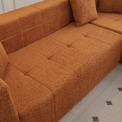 105.5" Modular L-Shaped Sectional Floor Couch, Deep Seat Tufted Comfy Sofa set with Chaise for Living Room