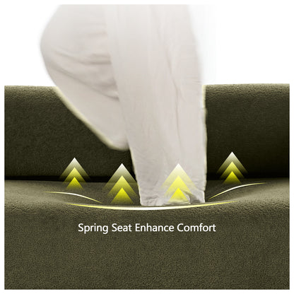 68.5" Modern Lamb Wool Sofa With Decorative Throw Pillows for Small Spaces