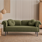 68.5" Modern Lamb Wool Sofa With Decorative Throw Pillows for Small Spaces