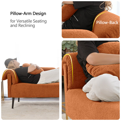 68.5" Modern Lamb Wool Sofa With Decorative Throw Pillows for Small Spaces