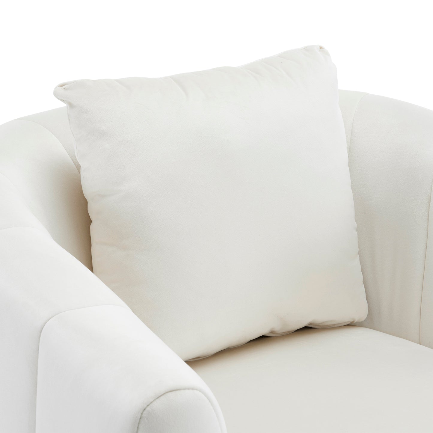 Velvet Accent Chair Set Barrel Chair with Ottoman Modern Club Chair Reading Armchair with Lumbar Pillow for Living Room, Bedroom, Study Room, Home Office Off-White