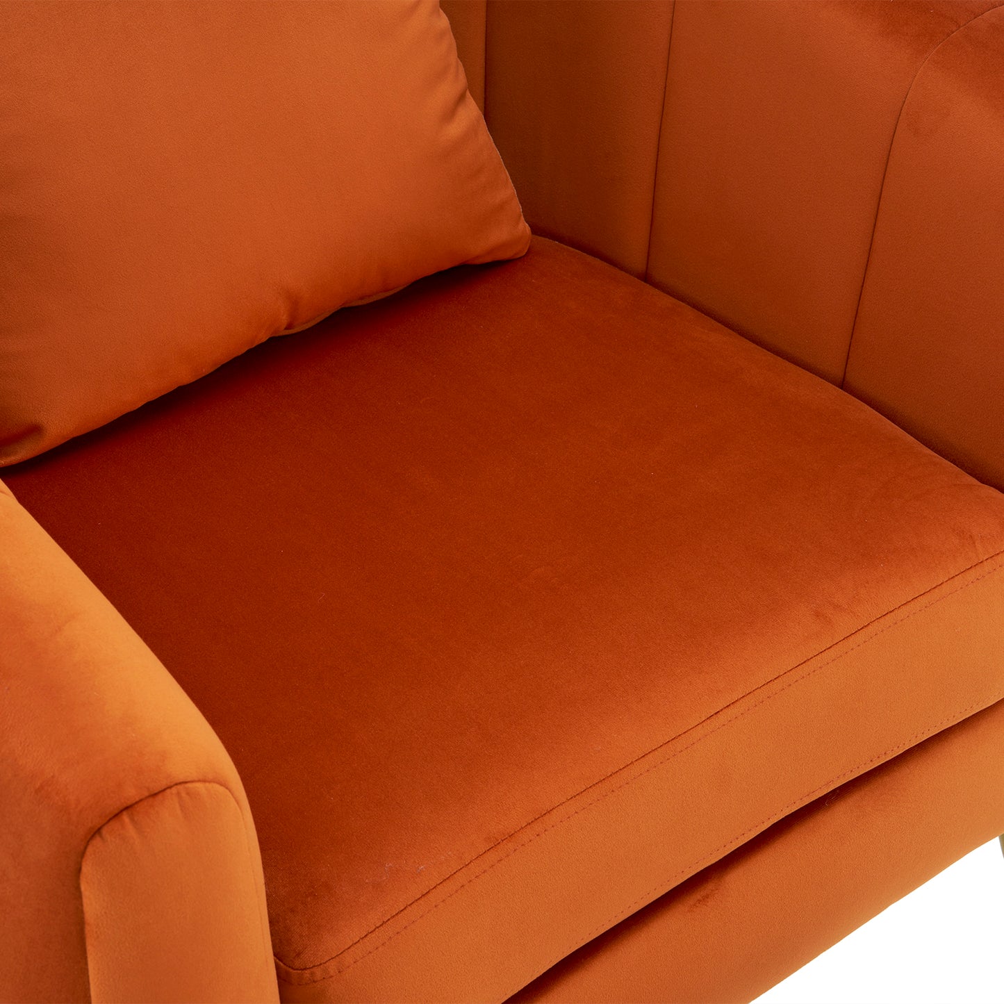 Velvet Accent Chair Set Barrel Chair with Ottoman Modern Club Chair Reading Armchair with Lumbar Pillow for Living Room, Bedroom, Study Room, Home Office Burnt orange