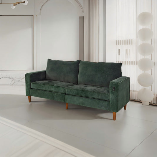 Green Corduroy, Modern Style Solid Color Sofa (Including USB interface), Multi-Person Sofa, Suitable For Living Room And Office