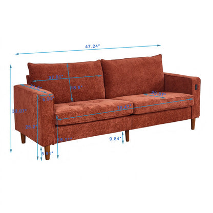 Light Brown Corduroy, Modern Style Solid Color Sofa (Including USB interface), Multi-Person Sofa, Suitable For Living Room And Office