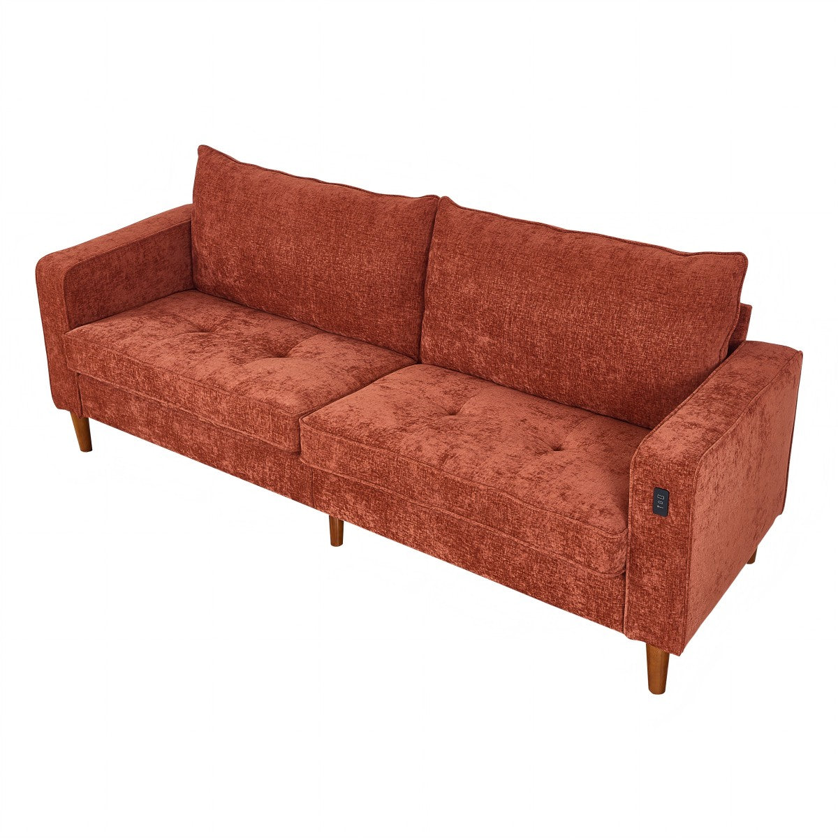 Light Brown Corduroy, Modern Style Solid Color Sofa (Including USB interface), Multi-Person Sofa, Suitable For Living Room And Office