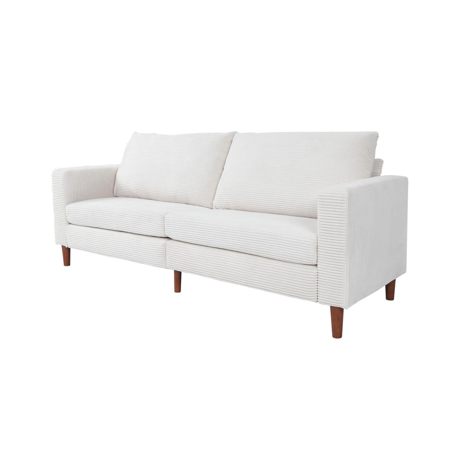 White Corduroy, Modern Style Solid Color Sofa, Multi-Person Sofa, Suitable For Living Room And Office