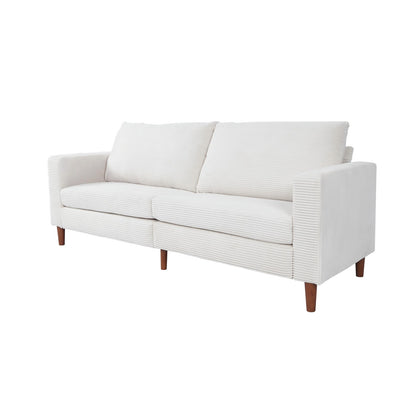 White Corduroy, Modern Style Solid Color Sofa, Multi-Person Sofa, Suitable For Living Room And Office