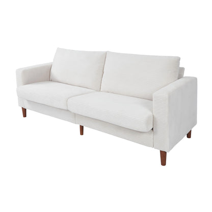 White Corduroy, Modern Style Solid Color Sofa, Multi-Person Sofa, Suitable For Living Room And Office