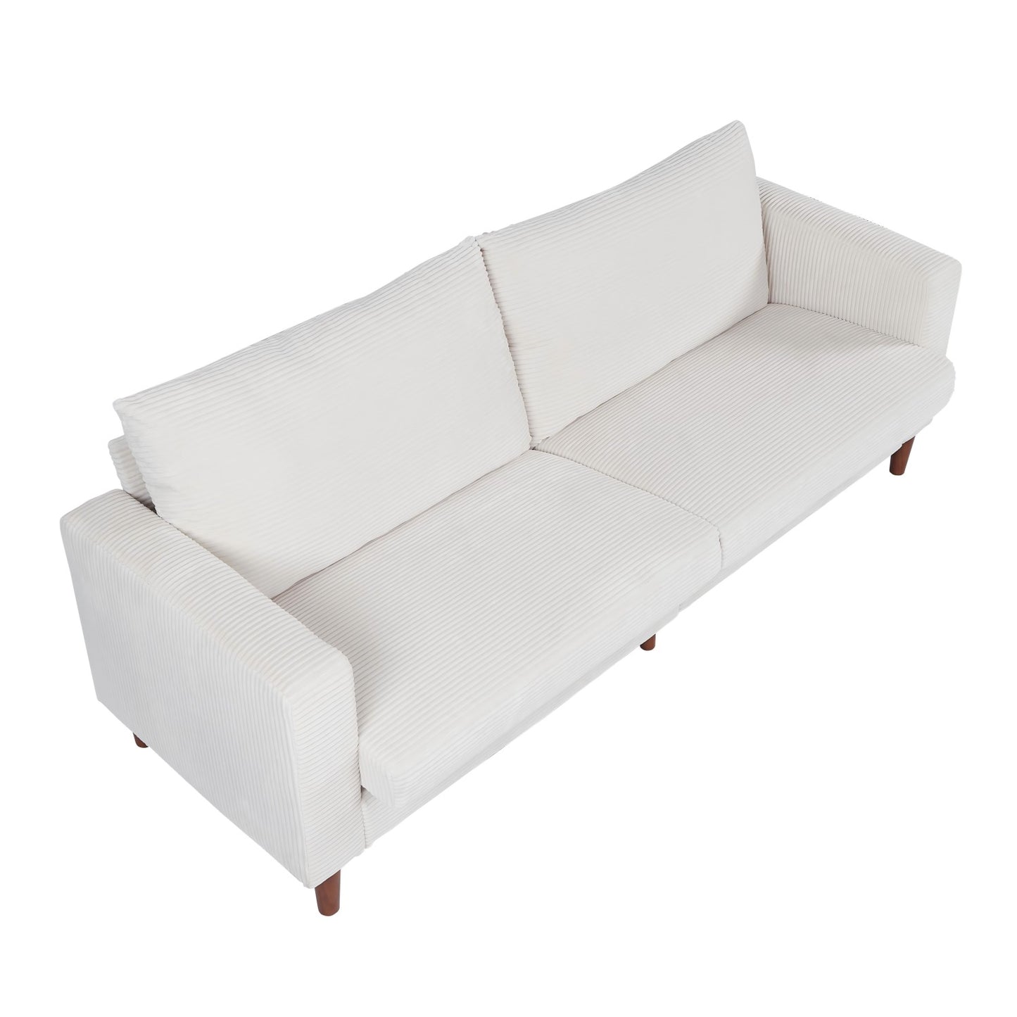 White Corduroy, Modern Style Solid Color Sofa, Multi-Person Sofa, Suitable For Living Room And Office