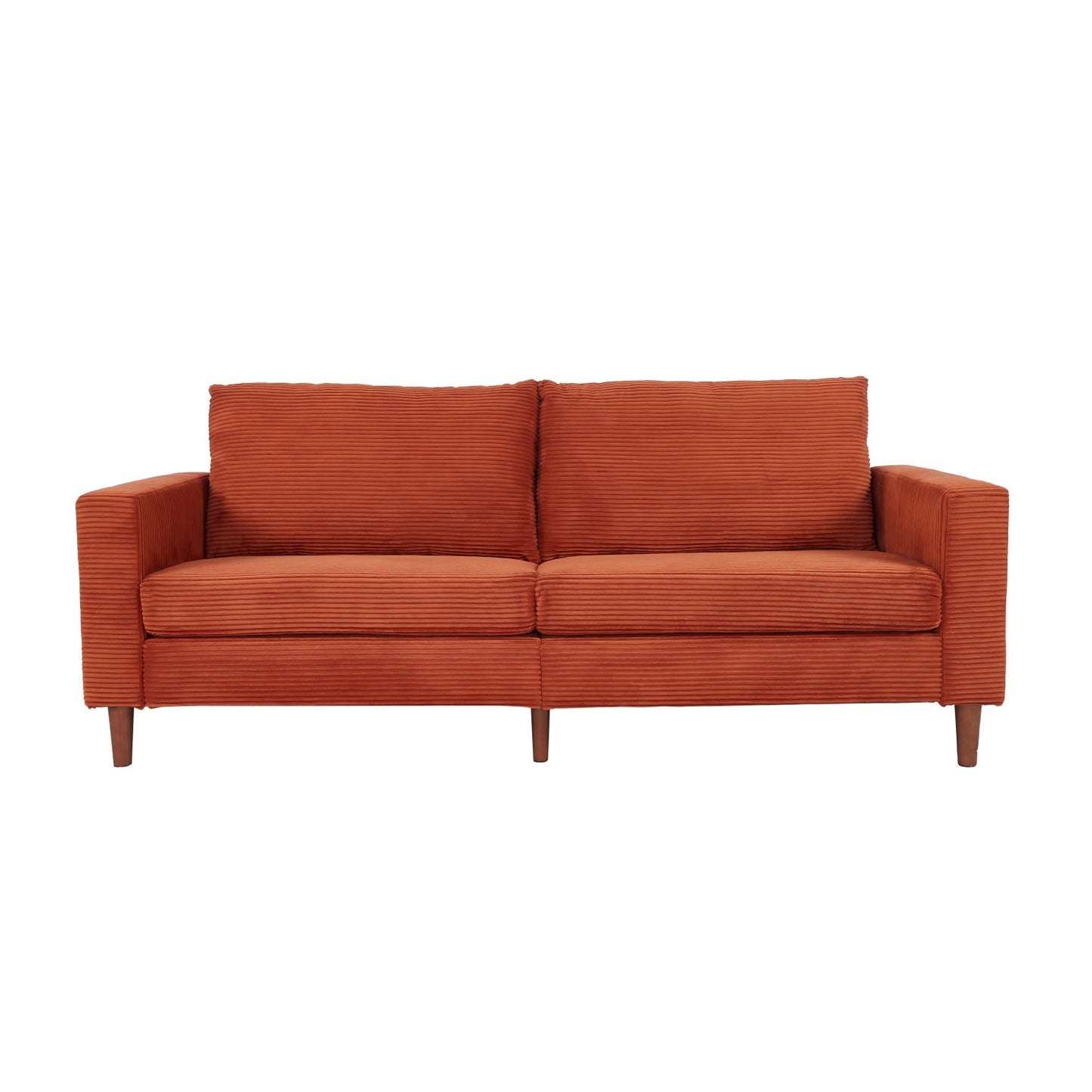 Orange Corduroy, Modern Style Solid Color Sofa, Multi-Person Sofa, Suitable For Living Room And Office