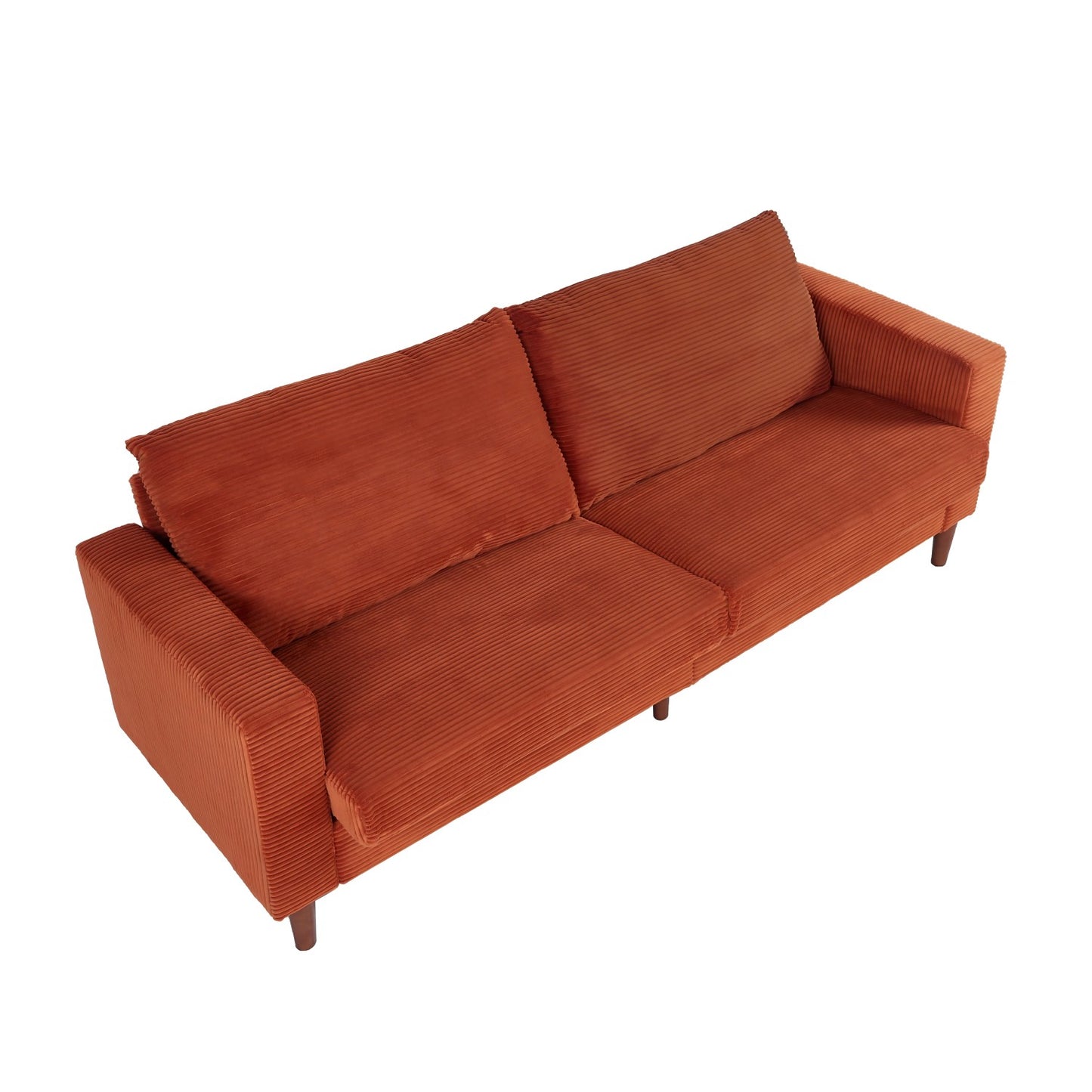 Orange Corduroy, Modern Style Solid Color Sofa, Multi-Person Sofa, Suitable For Living Room And Office