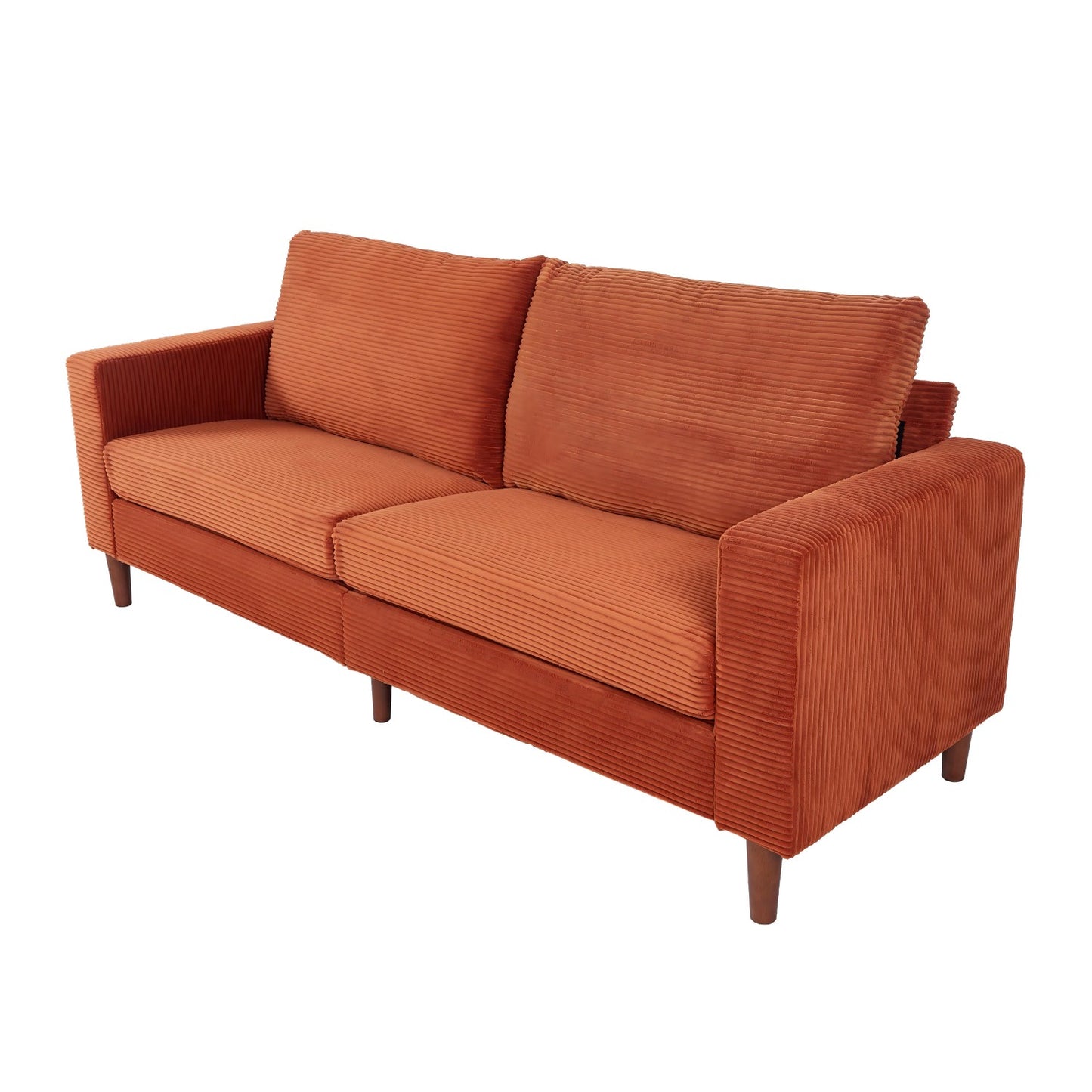 Orange Corduroy, Modern Style Solid Color Sofa, Multi-Person Sofa, Suitable For Living Room And Office
