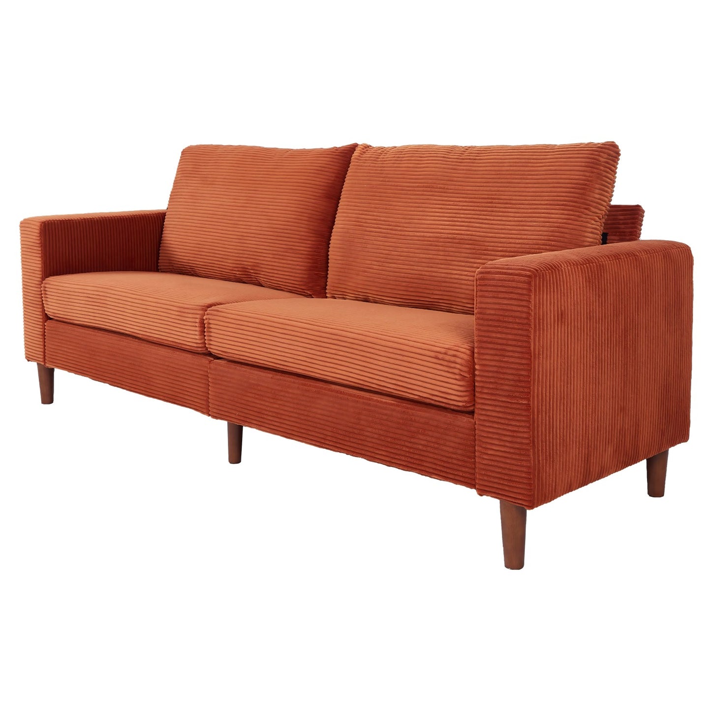 Orange Corduroy, Modern Style Solid Color Sofa, Multi-Person Sofa, Suitable For Living Room And Office