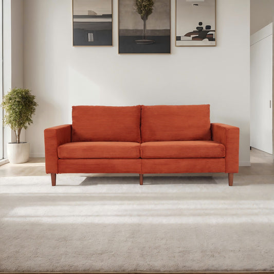 Orange Corduroy, Modern Style Solid Color Sofa, Multi-Person Sofa, Suitable For Living Room And Office