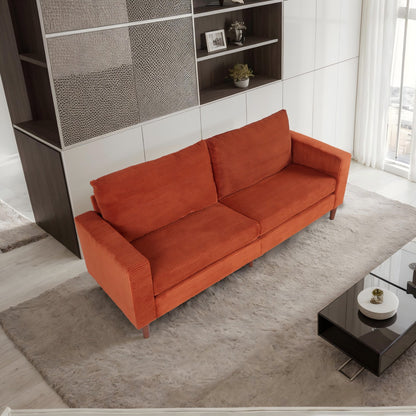 Orange Corduroy, Modern Style Solid Color Sofa, Multi-Person Sofa, Suitable For Living Room And Office