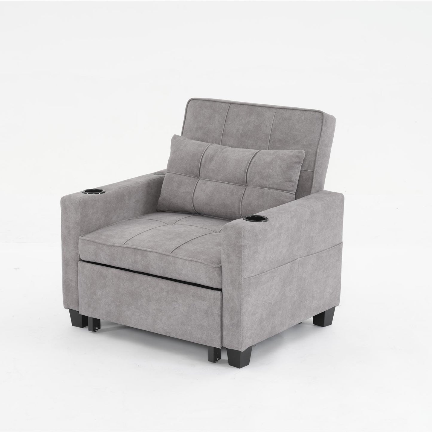Futon Chair Bed Convertible Chair 3-in-1 Pull Out Sleeper Chair Beds with USB Ports,Wear-resistant and Anti-scratch,  Armchair Bed Sleeper for Living Room (Light Grey Scratch Cloth)