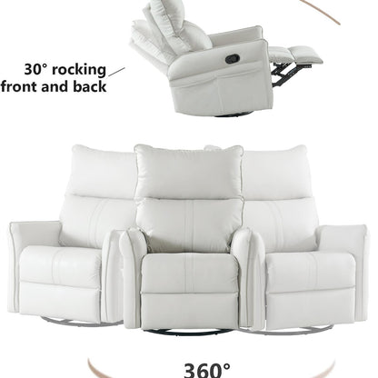 Rocking Recliner Chair,360 Degree Swivel Nursery Rocking Chair,Glider Chair,Modern Small Rocking Swivel Recliner Chair for Bedroom,Living Room Chair Home Theater Seat,Side Pocket(Light Gray)