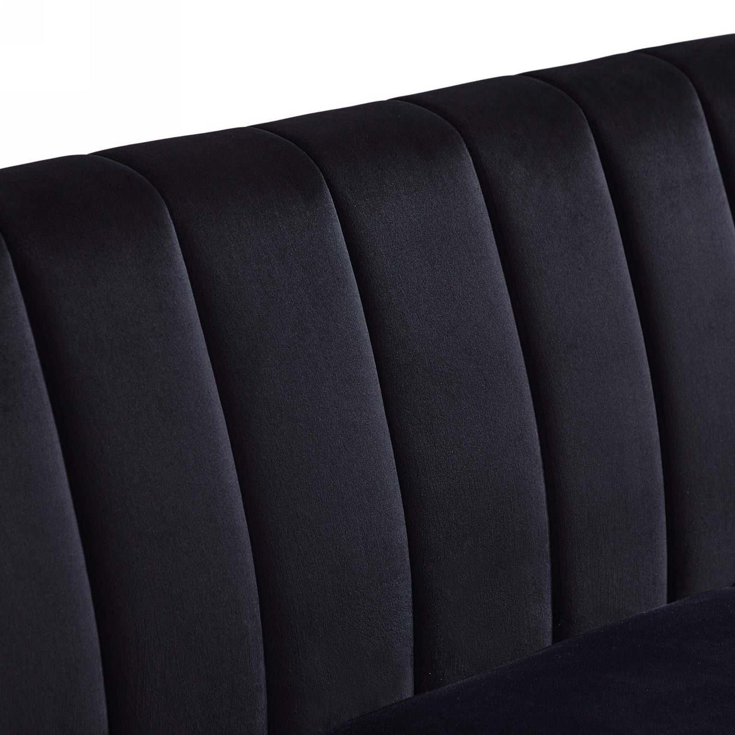 Modern Chesterfield Sofa, Comfortable Upholstered Sofa, Velvet Fabric, Wooden Frame with Wooden Legs, Suitable for Living Room/Bedroom/Office, 3 Seat Sofa - Black