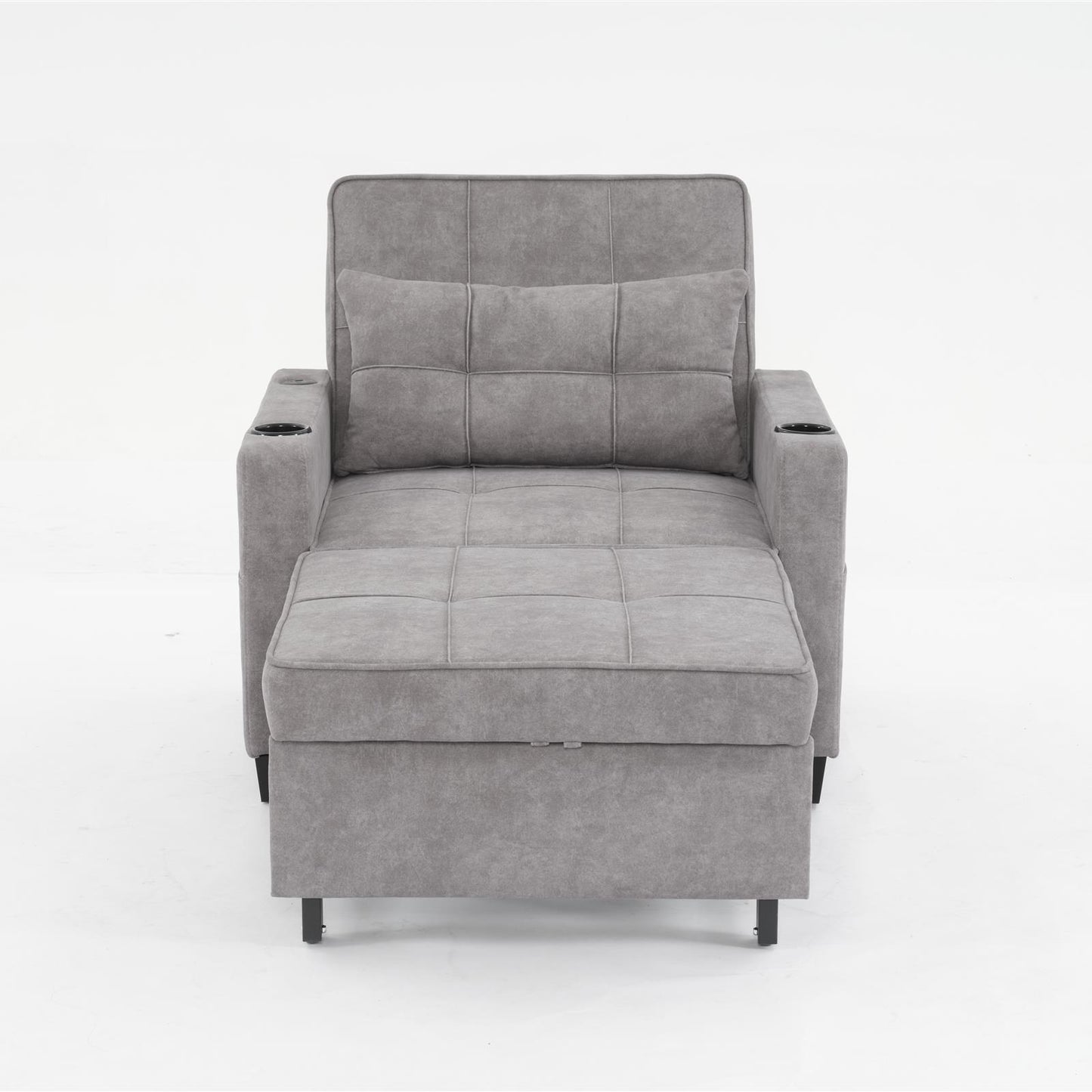 Futon Chair Bed Convertible Chair 3-in-1 Pull Out Sleeper Chair Beds with USB Ports,Wear-resistant and Anti-scratch,  Armchair Bed Sleeper for Living Room (Light Grey Scratch Cloth)