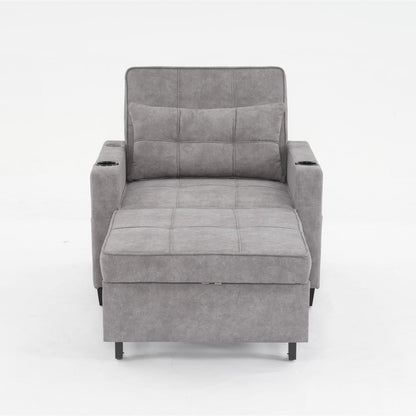 Futon Chair Bed Convertible Chair 3-in-1 Pull Out Sleeper Chair Beds with USB Ports,Wear-resistant and Anti-scratch,  Armchair Bed Sleeper for Living Room (Light Grey Scratch Cloth)