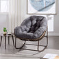 Outdoor Rattan Rocking Chair,Padded Cushion Rocker Recliner Chair Outdoor for Front Porch, Living Room, Patio, Garden, Grey