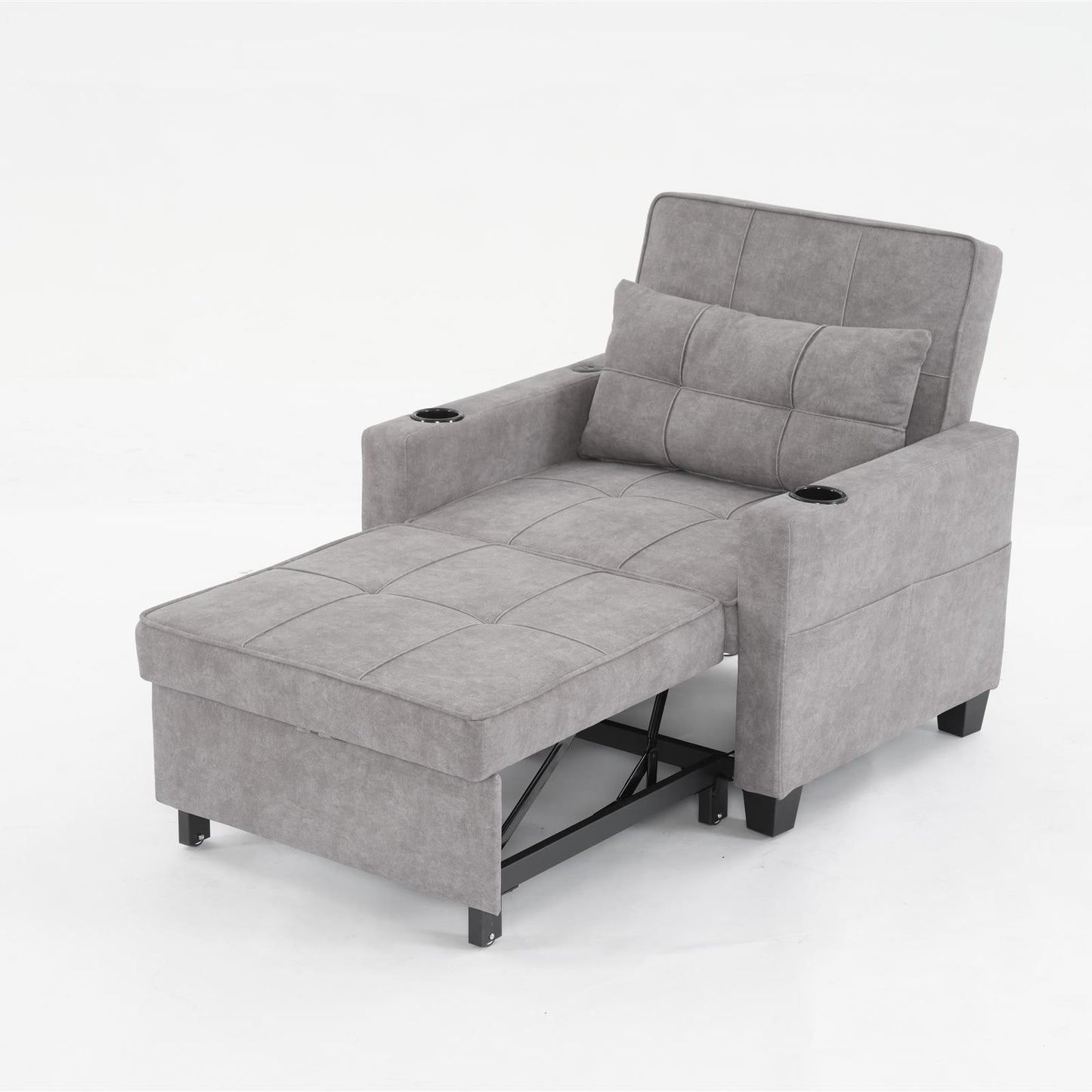 Futon Chair Bed Convertible Chair 3-in-1 Pull Out Sleeper Chair Beds with USB Ports,Wear-resistant and Anti-scratch,  Armchair Bed Sleeper for Living Room (Light Grey Scratch Cloth)